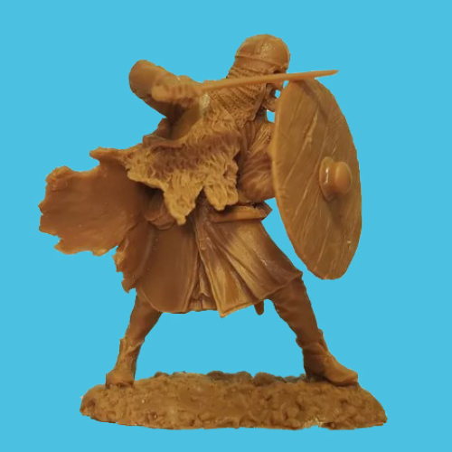 01. Viking avec épée, bouclier et peau de bête.